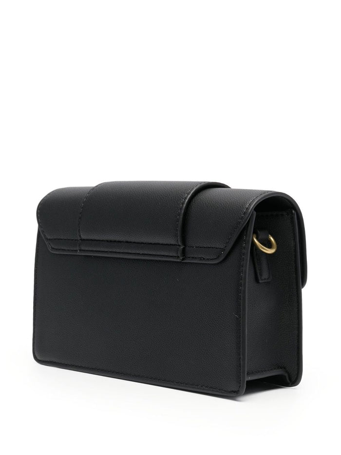 VERSACE WOMEN Logo Chain Crossbody Bag Black/Gold - MAISONDEFASHION.COM