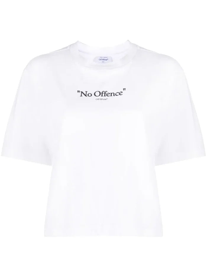OFF-WHITE WOMEN Logo No Offence Quote T-Shirt White/Black - MAISONDEFASHION.COM
