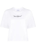 OFF-WHITE WOMEN Logo No Offence Quote T-Shirt White/Black - MAISONDEFASHION.COM