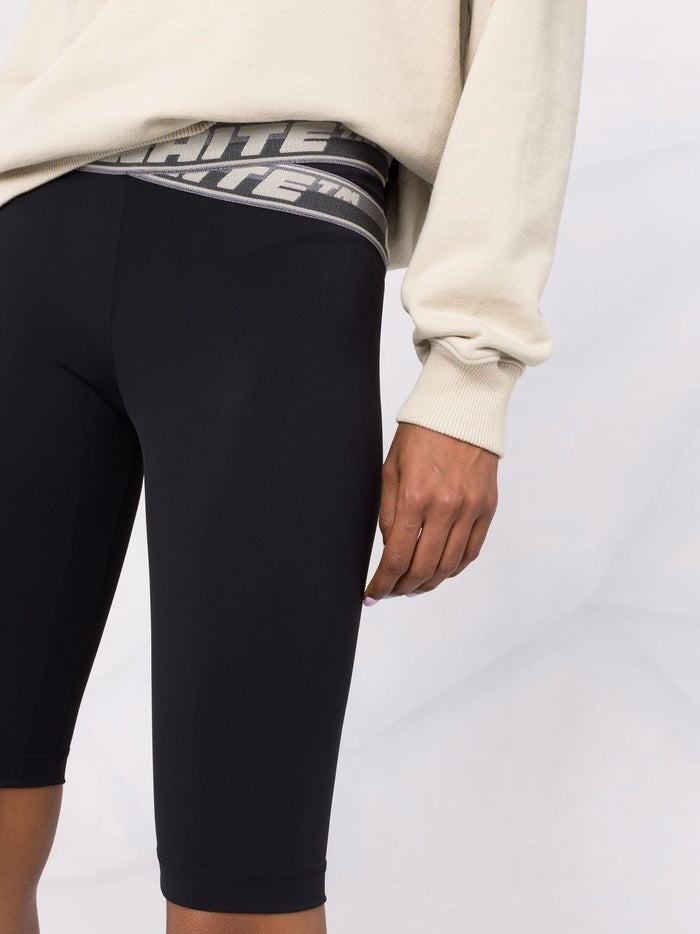 OFF-WHITE WOMEN Logo-tape cycling shorts Black - MAISONDEFASHION.COM