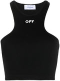 OFF-WHITE WOMEN OFF Stamp Rib Rowing Top Black/White - MAISONDEFASHION.COM