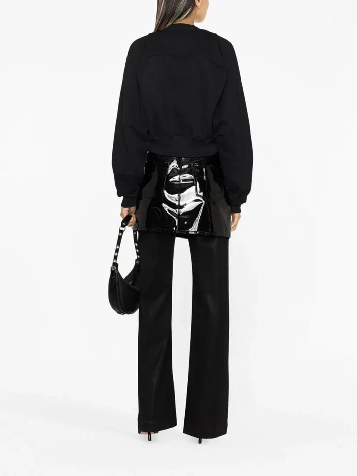 OFF-WHITE WOMEN OFF Stamp Round Crop Hoodie Black/White - MAISONDEFASHION.COM