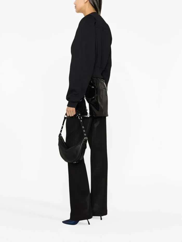 OFF-WHITE WOMEN OFF Stamp Round Crop Hoodie Black/White - MAISONDEFASHION.COM