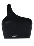 OFF-WHITE WOMEN OFF Stamp Seam Asymmetric Bra Black/White - MAISONDEFASHION.COM