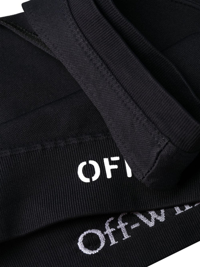 OFF-WHITE WOMEN OFF Stamp Seam Asymmetric Bra Black/White - MAISONDEFASHION.COM