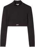 OFF-WHITE WOMEN OFF Stamp Seam L/S Top Black/White - MAISONDEFASHION.COM