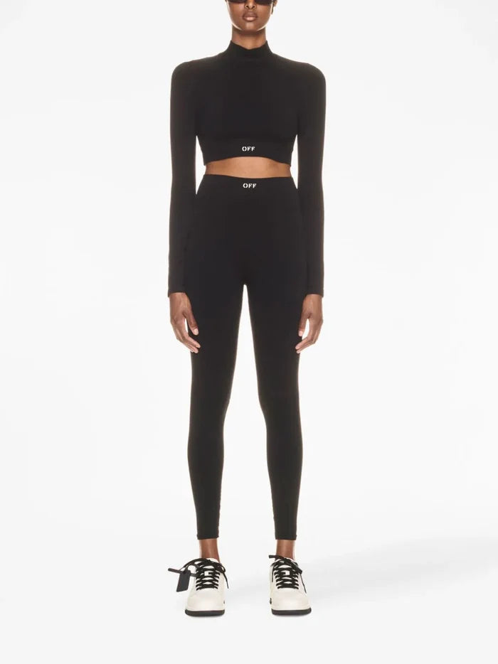 OFF-WHITE WOMEN OFF Stamp Seam L/S Top Black/White - MAISONDEFASHION.COM