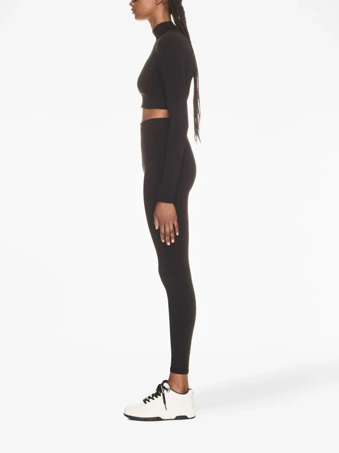 OFF-WHITE WOMEN OFF Stamp Seam L/S Top Black/White - MAISONDEFASHION.COM