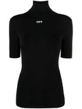 OFF-WHITE WOMEN OFF Stamp S/S Turtleneck Top Black/White - MAISONDEFASHION.COM