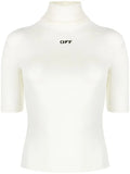 OFF-WHITE WOMEN OFF Stamp S/S Turtleneck Top White/Black - MAISONDEFASHION.COM