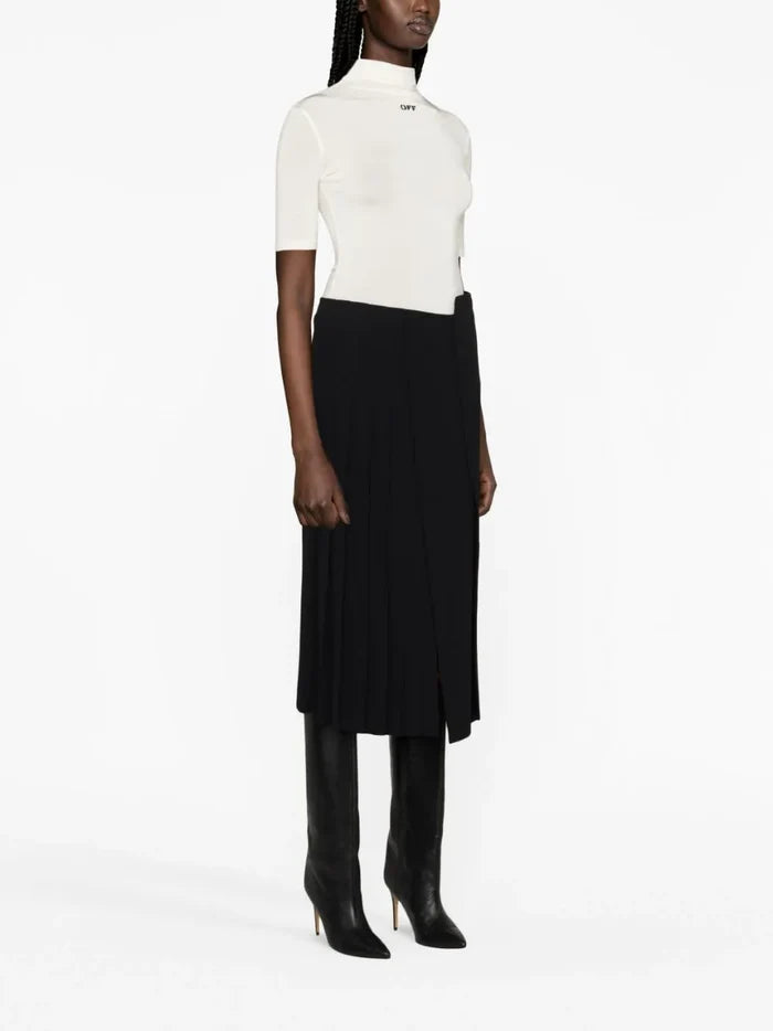 OFF-WHITE WOMEN OFF Stamp S/S Turtleneck Top White/Black - MAISONDEFASHION.COM