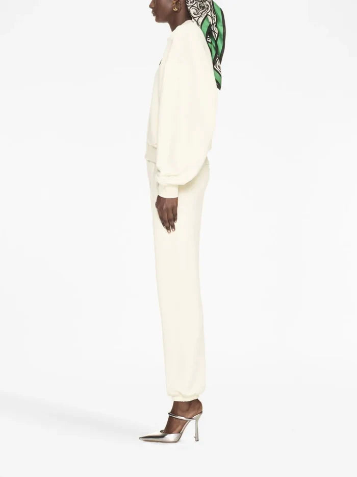 OFF-WHITE WOMEN OW Print Cotton Sweatshirt Beige/Black - MAISONDEFASHION.COM