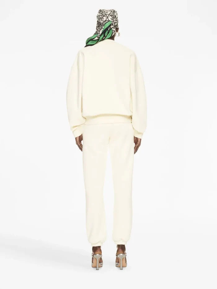 OFF-WHITE WOMEN OW Print Cotton Sweatshirt Beige/Black - MAISONDEFASHION.COM