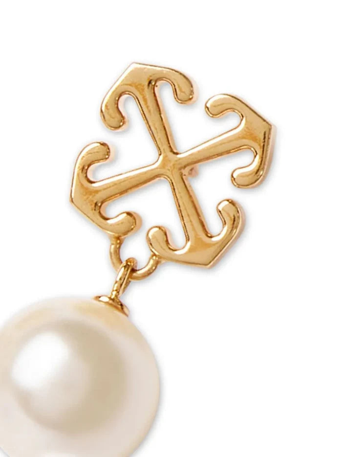 OFF-WHITE WOMEN Pearl Arrow Earrings Gold - MAISONDEFASHION.COM