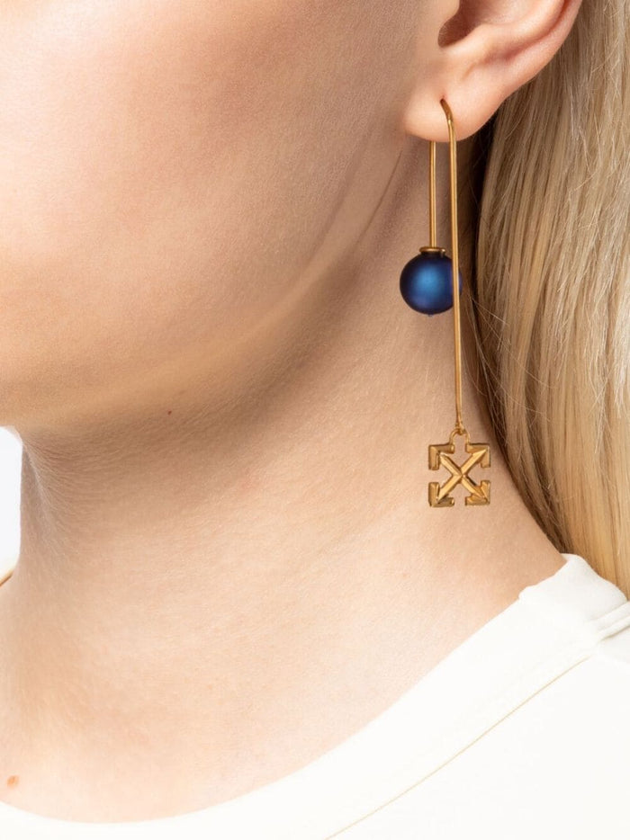 OFF-WHITE WOMEN Pearl & Arrow Earrings Multicolour Blue - MAISONDEFASHION.COM