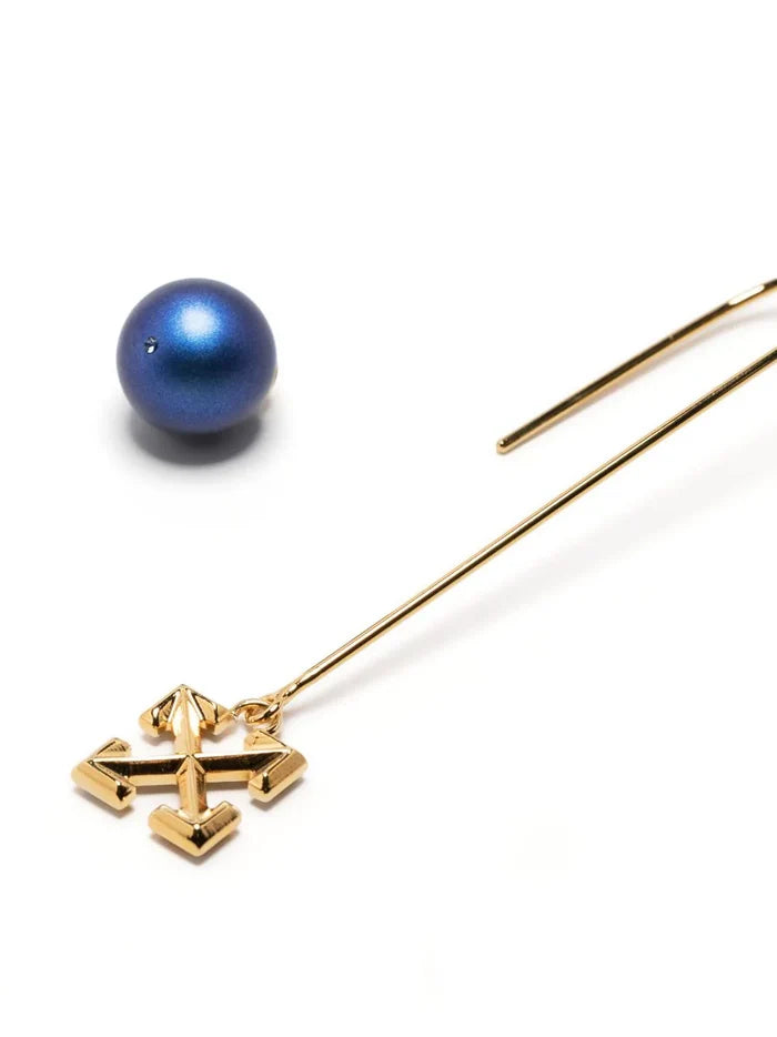 OFF-WHITE WOMEN Pearl & Arrow Earrings Multicolour Blue - MAISONDEFASHION.COM