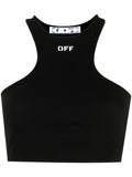 OFF-WHITE WOMEN Ribbed Rowing Crop Top Black - MAISONDEFASHION.COM