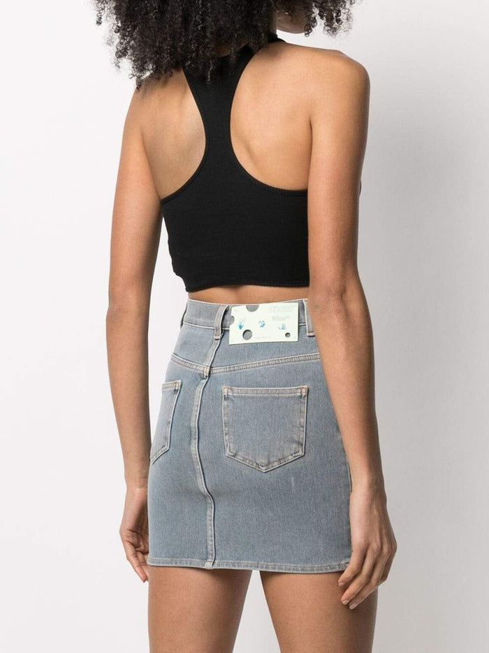OFF-WHITE WOMEN Ribbed Rowing Crop Top Black - MAISONDEFASHION.COM