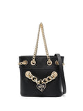 VERSACE WOMEN Sketch 7 Heart Charm Chain Cross Body Bag Black - MAISONDEFASHION.COM