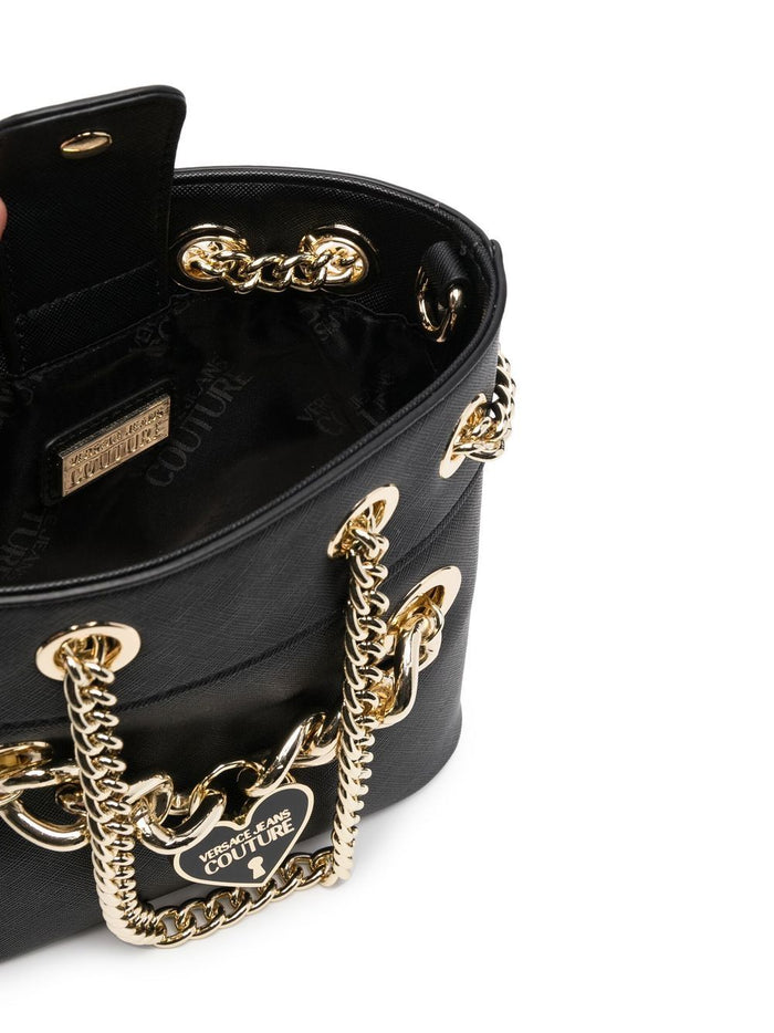 VERSACE WOMEN Sketch 7 Heart Charm Chain Cross Body Bag Black - MAISONDEFASHION.COM