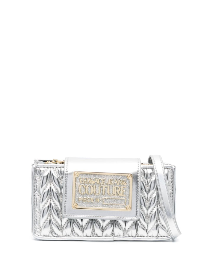 VERSACE WOMEN Sketch 7 Logo Plaque Cross Body Bag Silver - MAISONDEFASHION.COM
