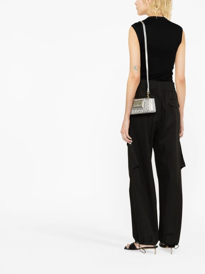VERSACE WOMEN Sketch 7 Logo Plaque Cross Body Bag Silver - MAISONDEFASHION.COM