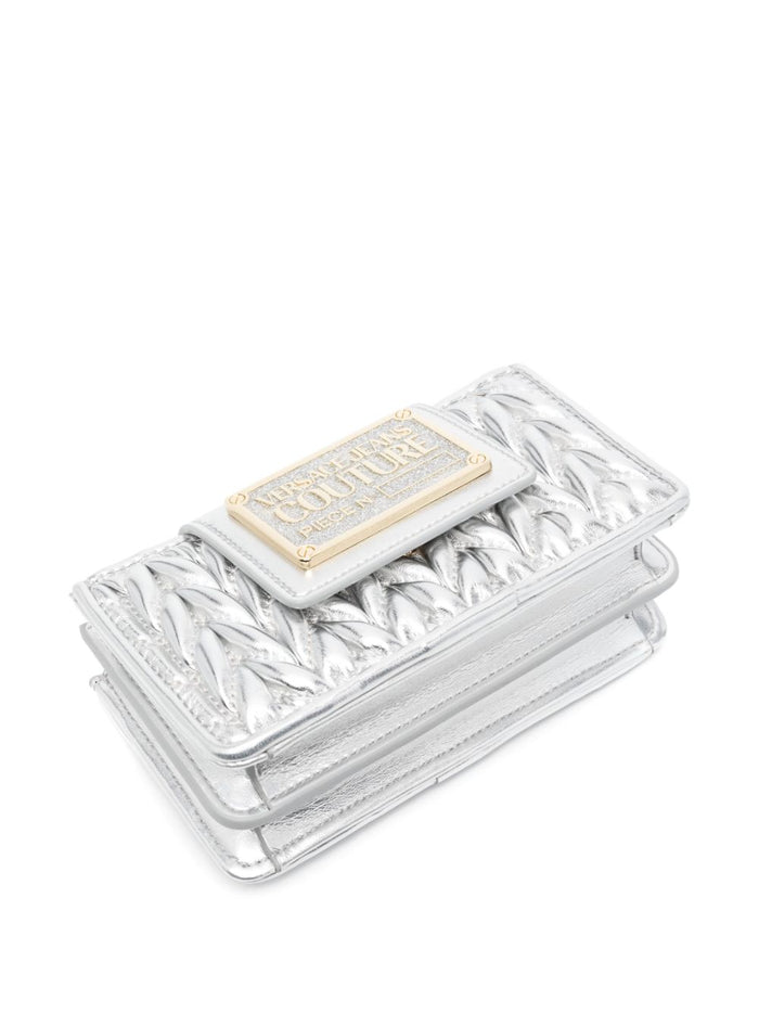 VERSACE WOMEN Sketch 7 Logo Plaque Cross Body Bag Silver - MAISONDEFASHION.COM