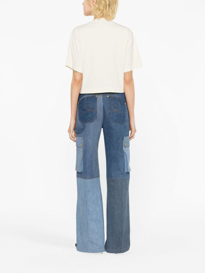 OFF-WHITE WOMEN Small Arrow Pearls Crop T-Shirt Beige/Black - MAISONDEFASHION.COM