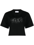 OFF-WHITE WOMEN OFF Stencil Crop T-Shirt Black/White - MAISONDEFASHION.COM