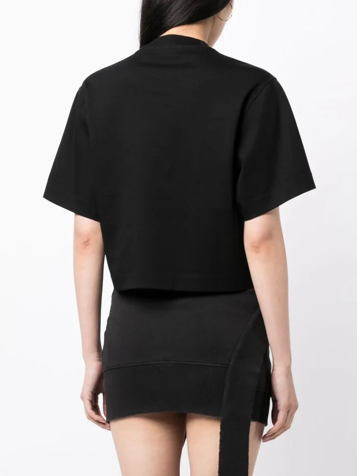 OFF-WHITE WOMEN OFF Stencil Crop T-Shirt Black/White - MAISONDEFASHION.COM