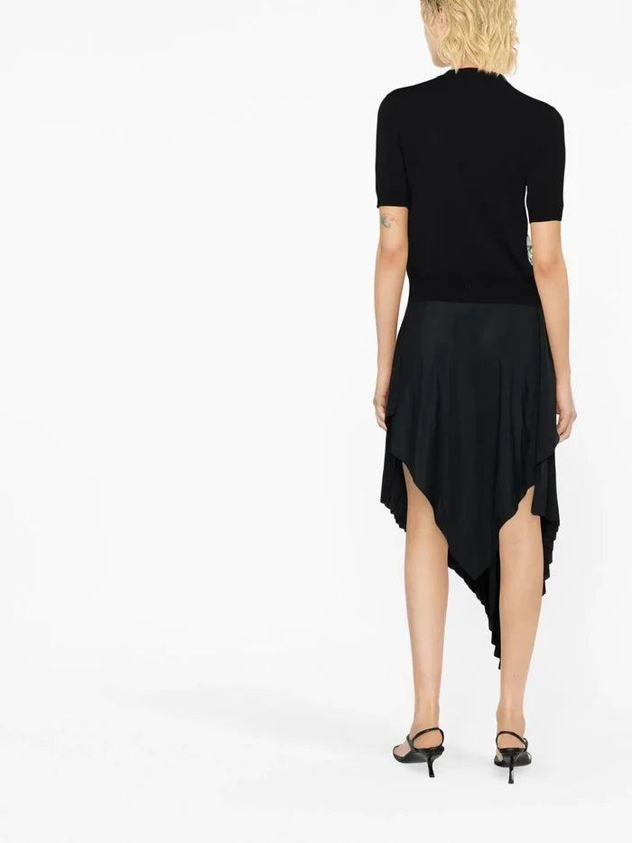 VERSACE WOMEN V Emblem Garden Print Knitted Top Black - MAISONDEFASHION.COM