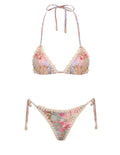 ZIMMERMANN Cira Spliced Crochet Bikini in Spliced Pink - MAISONDEFASHION.COM