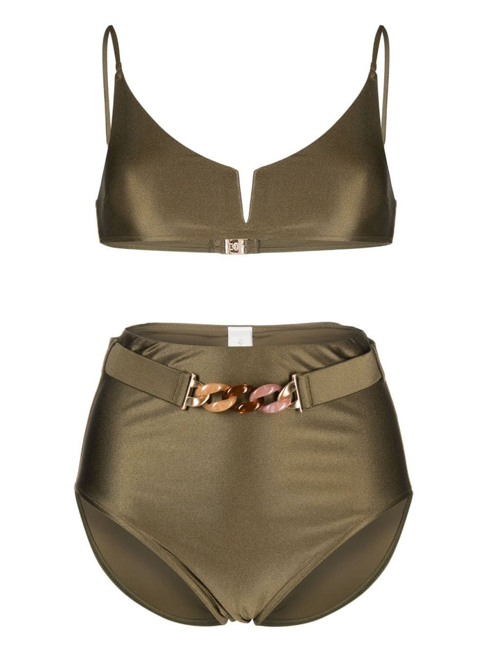 ZIMMERMANN WOMEN Ginger Plunge V Wire Bikini Olive Green - MAISONDEFASHION.COM
