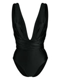 ZIMMERMANN WOMEN Raie Wrap Plunge 1PC Black - MAISONDEFASHION.COM