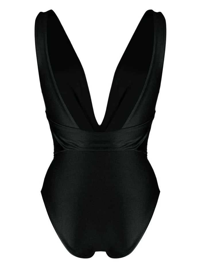 ZIMMERMANN WOMEN Raie Wrap Plunge 1PC Black - MAISONDEFASHION.COM