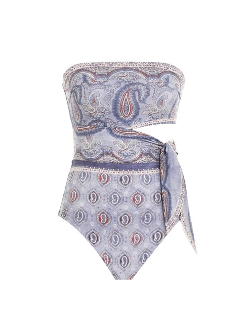 ZIMMERMANN  Vitali Placement Scarf Tie 1pc Blue Paisley - MAISONDEFASHION.COM