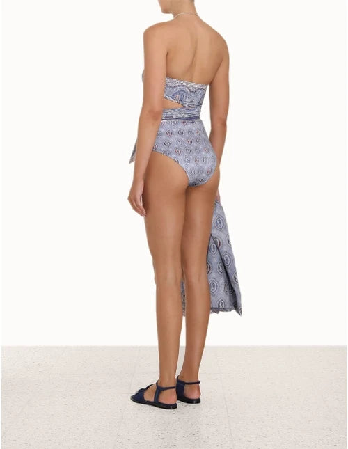 ZIMMERMANN  Vitali Placement Scarf Tie 1pc Blue Paisley - MAISONDEFASHION.COM